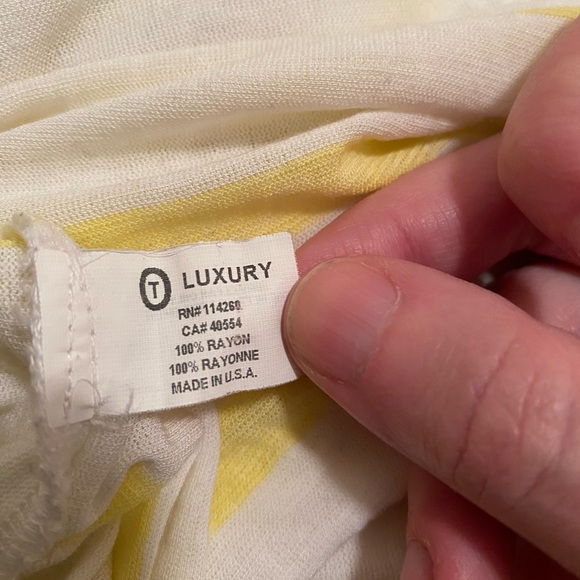 Luxury Apparel White and Yellow Stripe Long Sleeve Shirt Size L - Picture 4 of 5